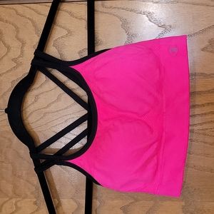 Champion sports bra, hot pink with black strappy back, size M. NWOT